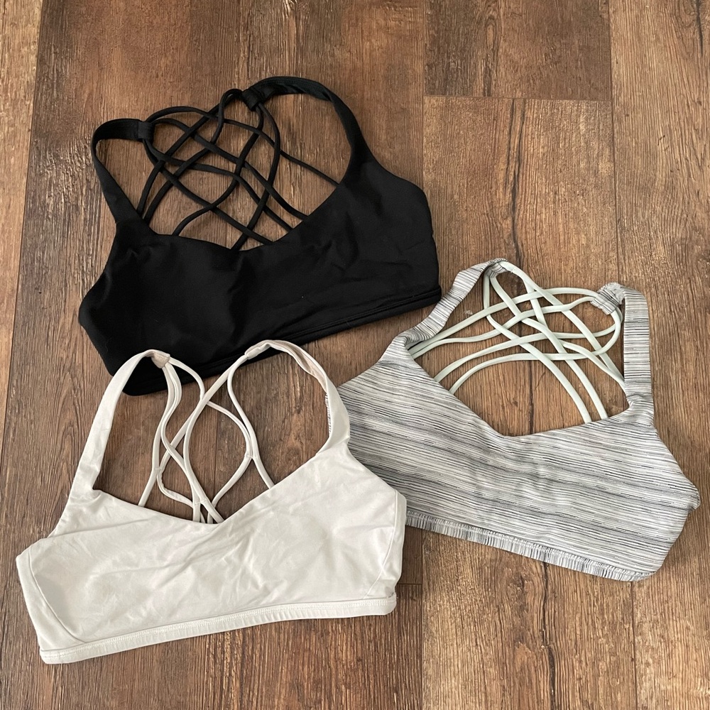 Lululemon Free to be Wild size 4, black, white, teal gray striped- $27 each